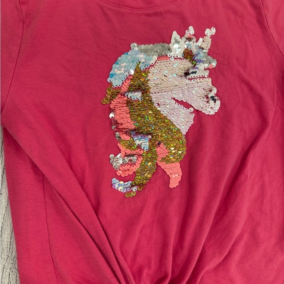 Wonder Nation Pink Sequin Tie Front Polo Tee/size S - Picture 2 of 6